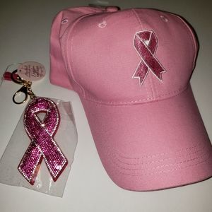Pretty in Pink Breast Cancer Hat and Keychain